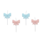 Pink and Blue Bow Shape Candles (1pkt/4pcs) - Party Lane