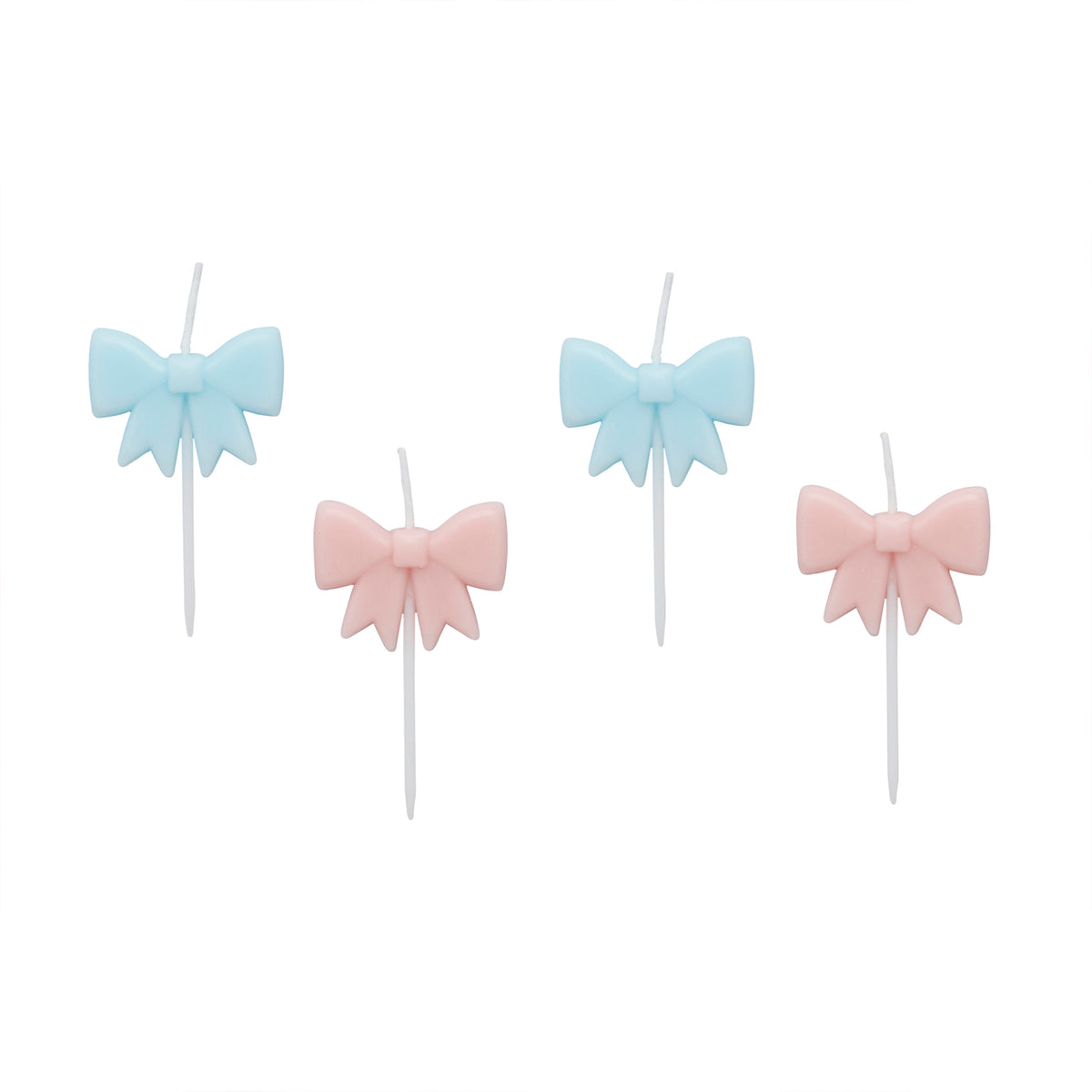 Pink and Blue Bow Shape Candles (1pkt/4pcs) - Party Lane