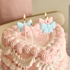 Pink and Blue Bow Shape Candles (1pkt/4pcs) - Party Lane