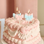 Pink and Blue Bow Shape Candles (1pkt/4pcs) - Party Lane