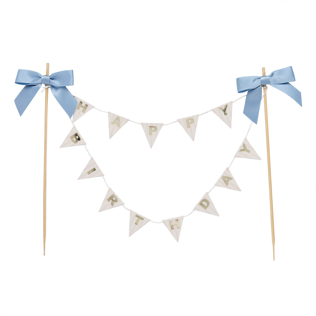 Bow 'Happy Birthday' Bunting Cake Topper (1pkt/1pc) - Party Lane