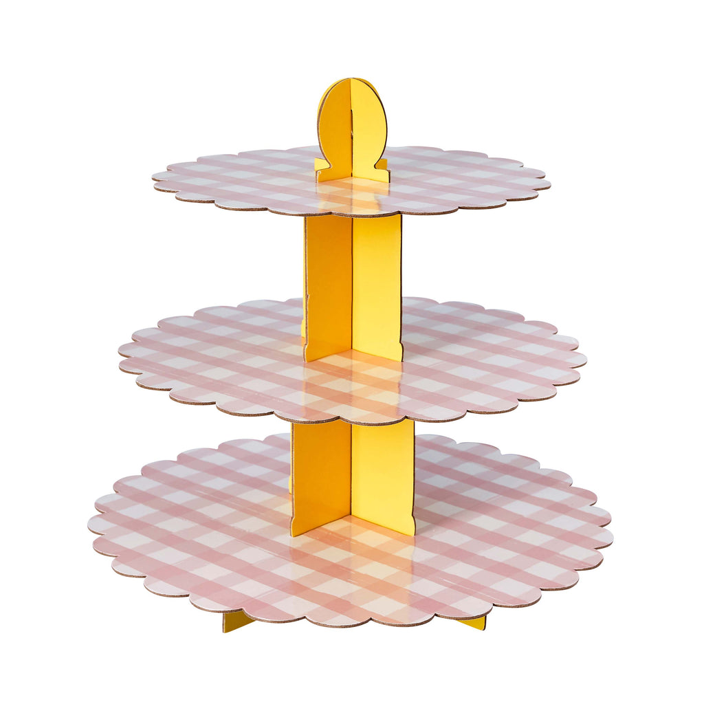 Gingham Pink Cake Stand (1pkt/1pcs) - Party Lane