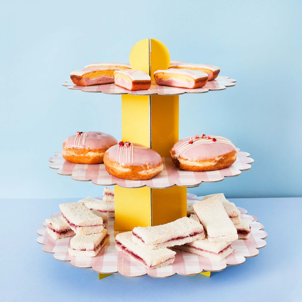 Gingham Pink Cake Stand (1pkt/1pcs) - Party Lane
