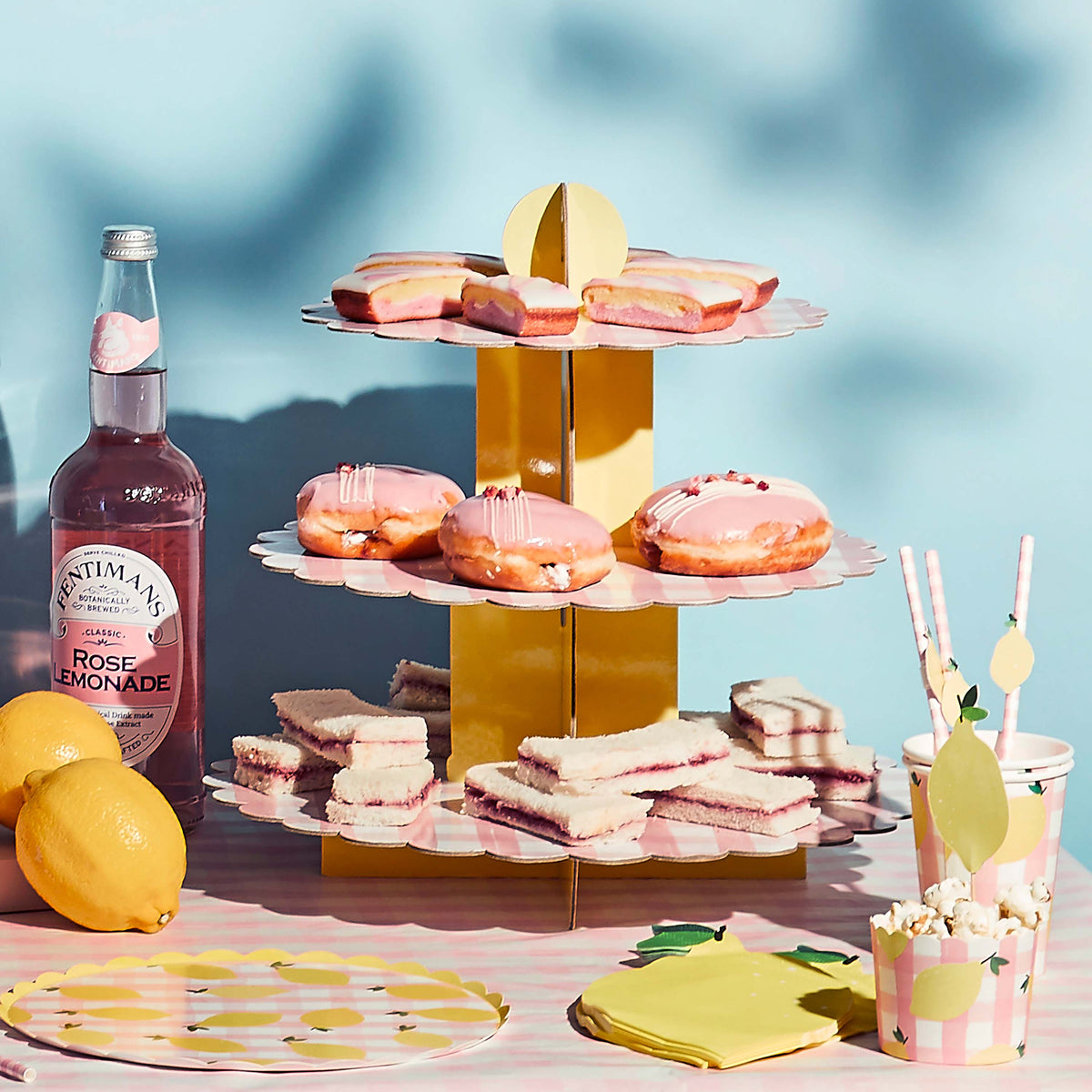 Gingham Pink Cake Stand (1pkt/1pcs) - Party Lane