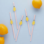 Sunny Squeeze Lemon Gingham Paper Straws (1pkt/20pcs) - Party Lane 