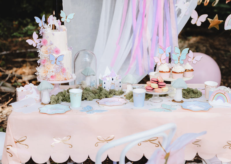 Pink Table Cloth with Gold Bows (1pc)