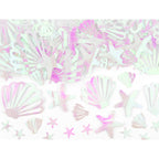 A 23g pack of pastel seashell-shaped confetti, perfect for table decoration or gift wrapping.