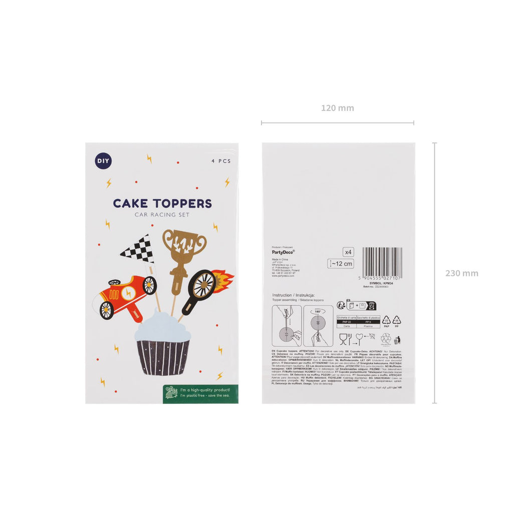 Too Fast Cupcake Toppers (1pkt/4pc) - Party Lane 