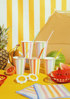 Summer Stripes 400ml Paper Cups (1pkt/6pc) - Party Lane