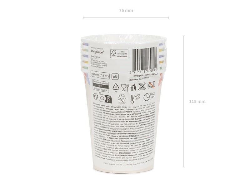 Confetti Paper Cups 220ml (1pkt/6pc) - Party Lane