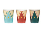  A set of 6 paper cups with circus-themed designs, perfect for serving drinks at your carnival celebration.