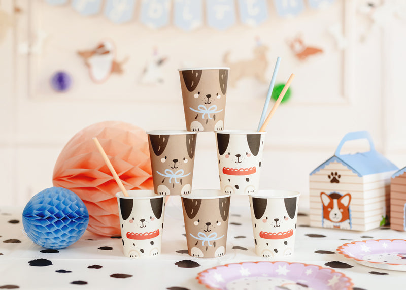 Puppy Pawty Paper Cups (1pkt/6pcs) - Party Lane 