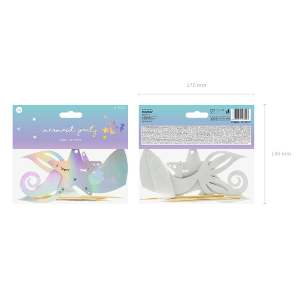 Making Waves Mermaid Cake Toppers (1pkt/3pc) - Party Lane 