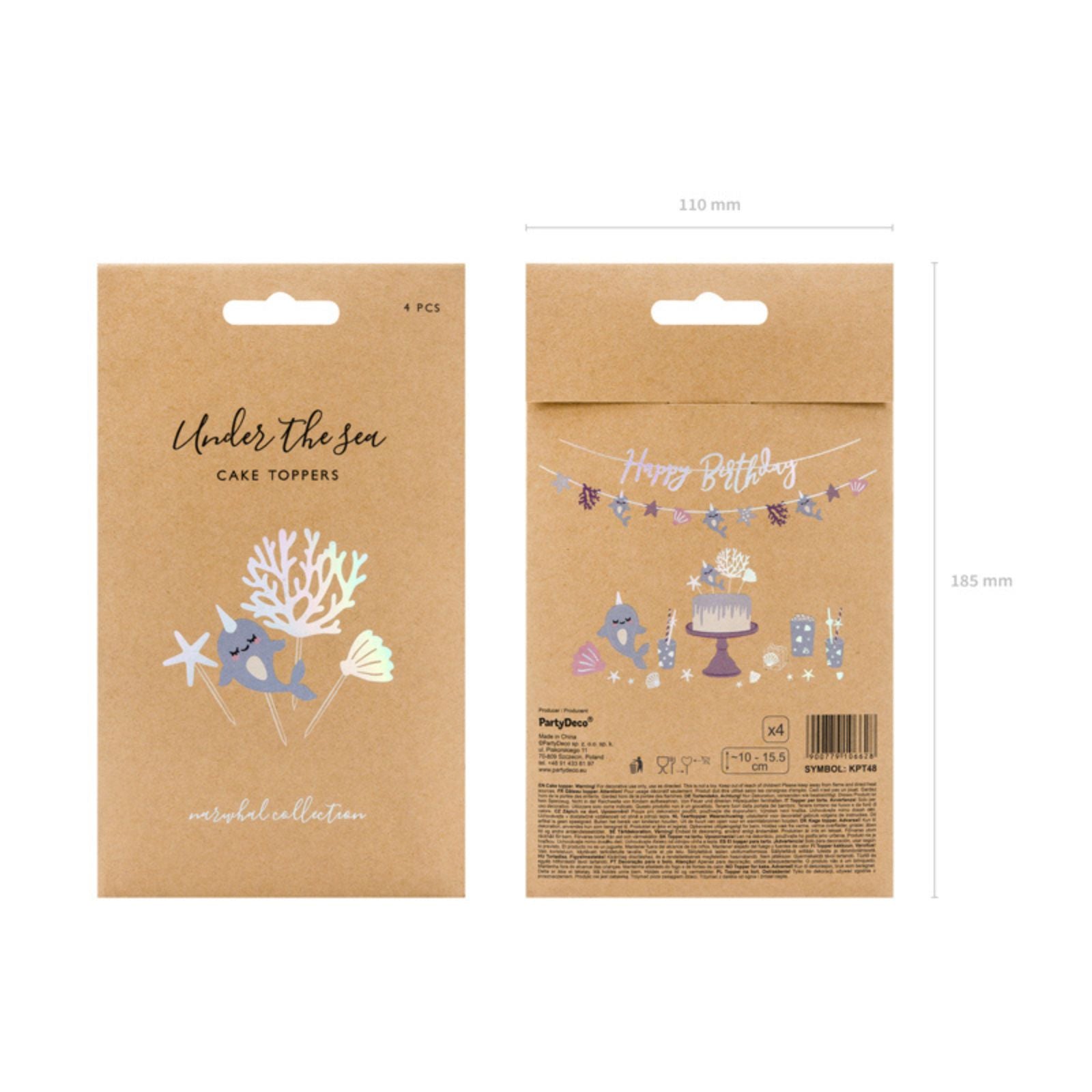 Making Waves Narwhale Cake Toppers (1pkt/4pc) - Party Lane 