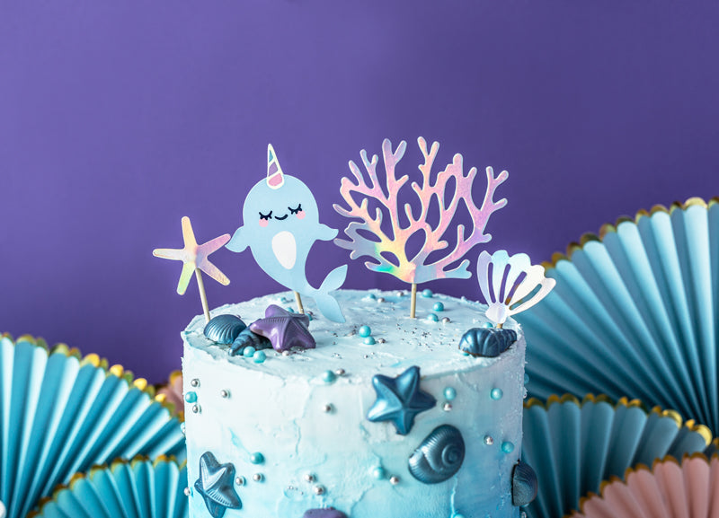 Making Waves Narwhale Cake Toppers (1pkt/4pc) - Party Lane 