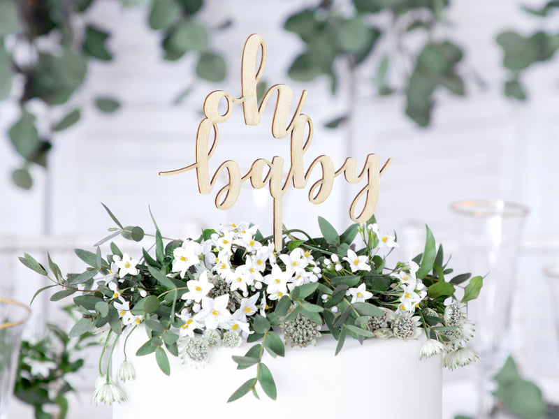 Oh Baby Wooden Cake Topper (1pcs) - Party Lane 