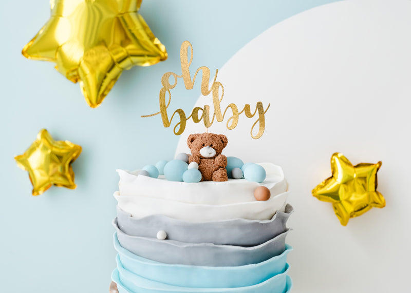 Oh Baby Gold Cake Topper (1pcs) - Party Lane 