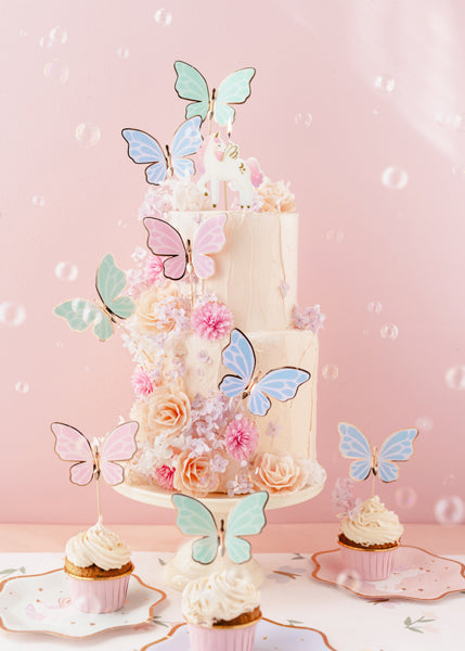 Fairytale Magic Butterfly Cake Toppers (1pkt/9pc) - Party Lane 