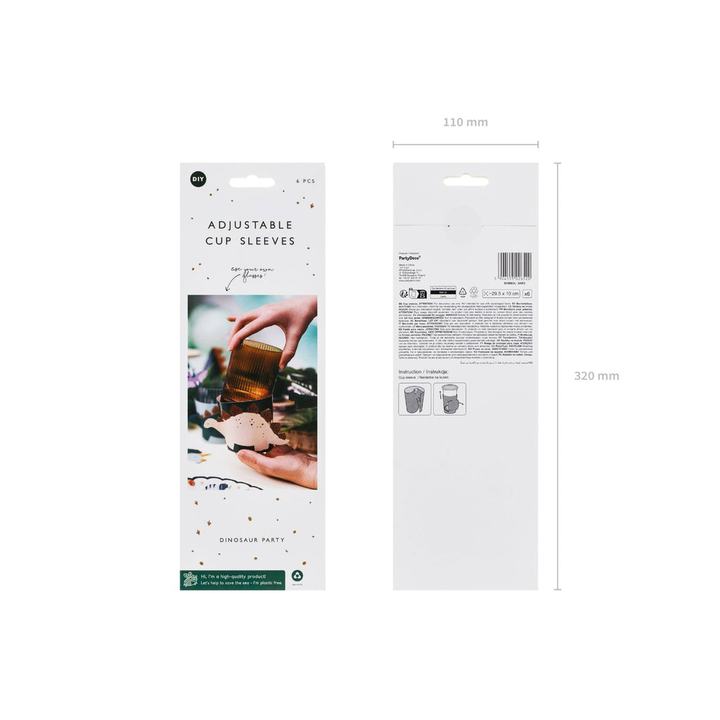 Dino Party Cup Sleeves (1pkt/6pc) - Party Lane 