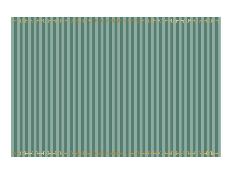 Pony Club Green stripped Tablecloth with stirrup details (1pkt/1pc) - Party Lane 