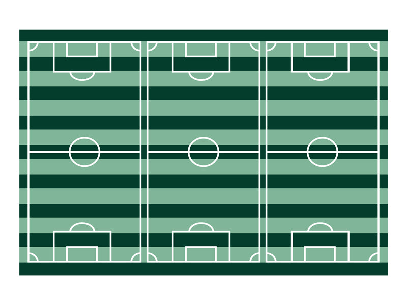 Pattern of football fields on a green striped background