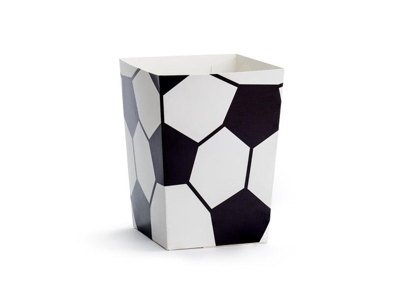 black and white football design popcorn boxes