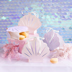 detailed shot of set of 4 snack boxes shaped like seashells