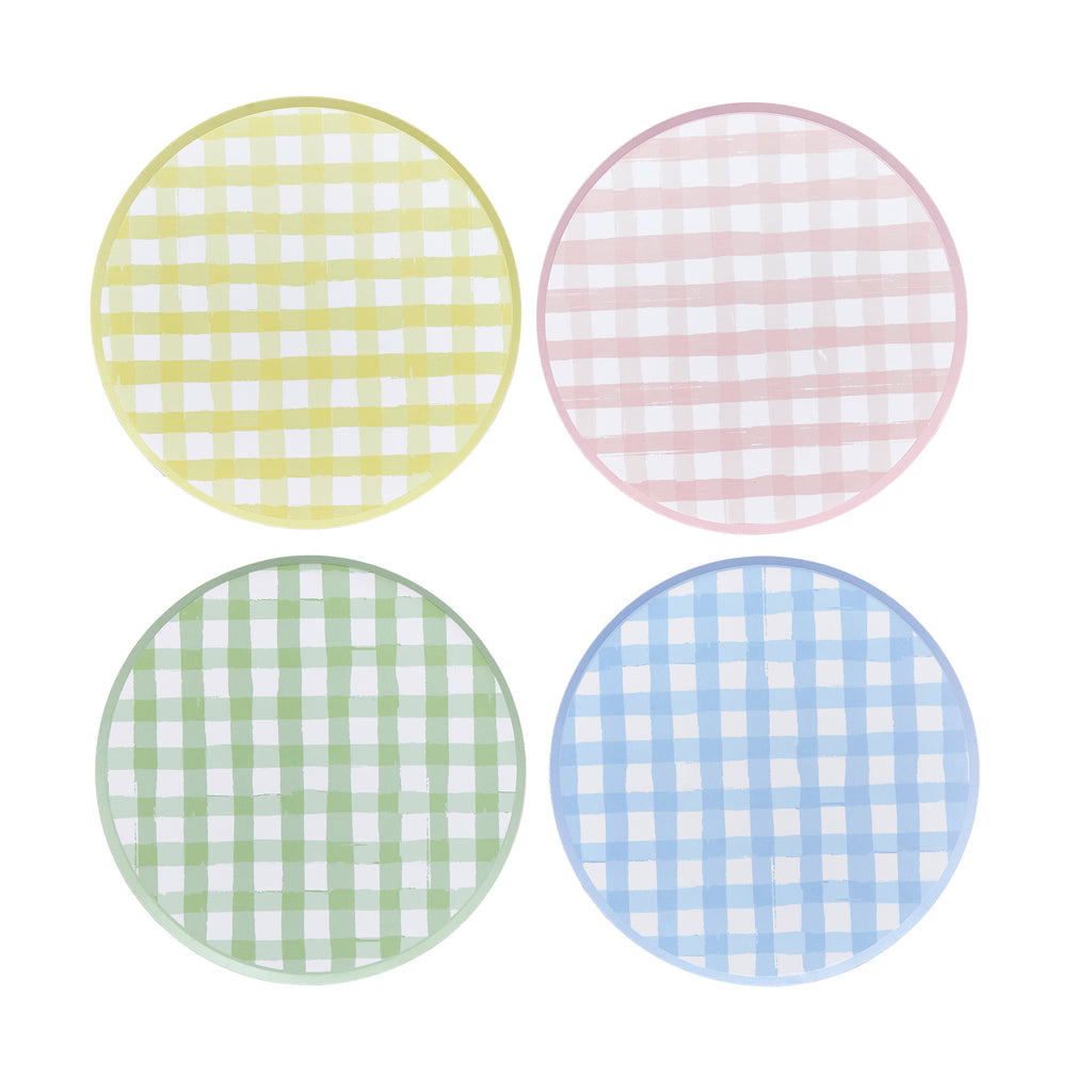 Pastel Gingham Paper Plates (1pkt/8pcs) - Party Lane 