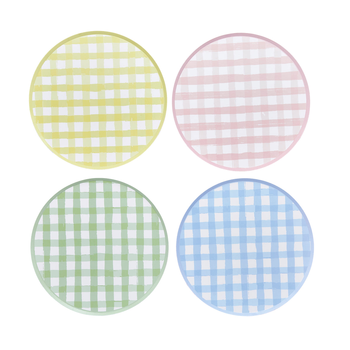Pastel Gingham Paper Plates (1pkt/8pcs) - Party Lane 
