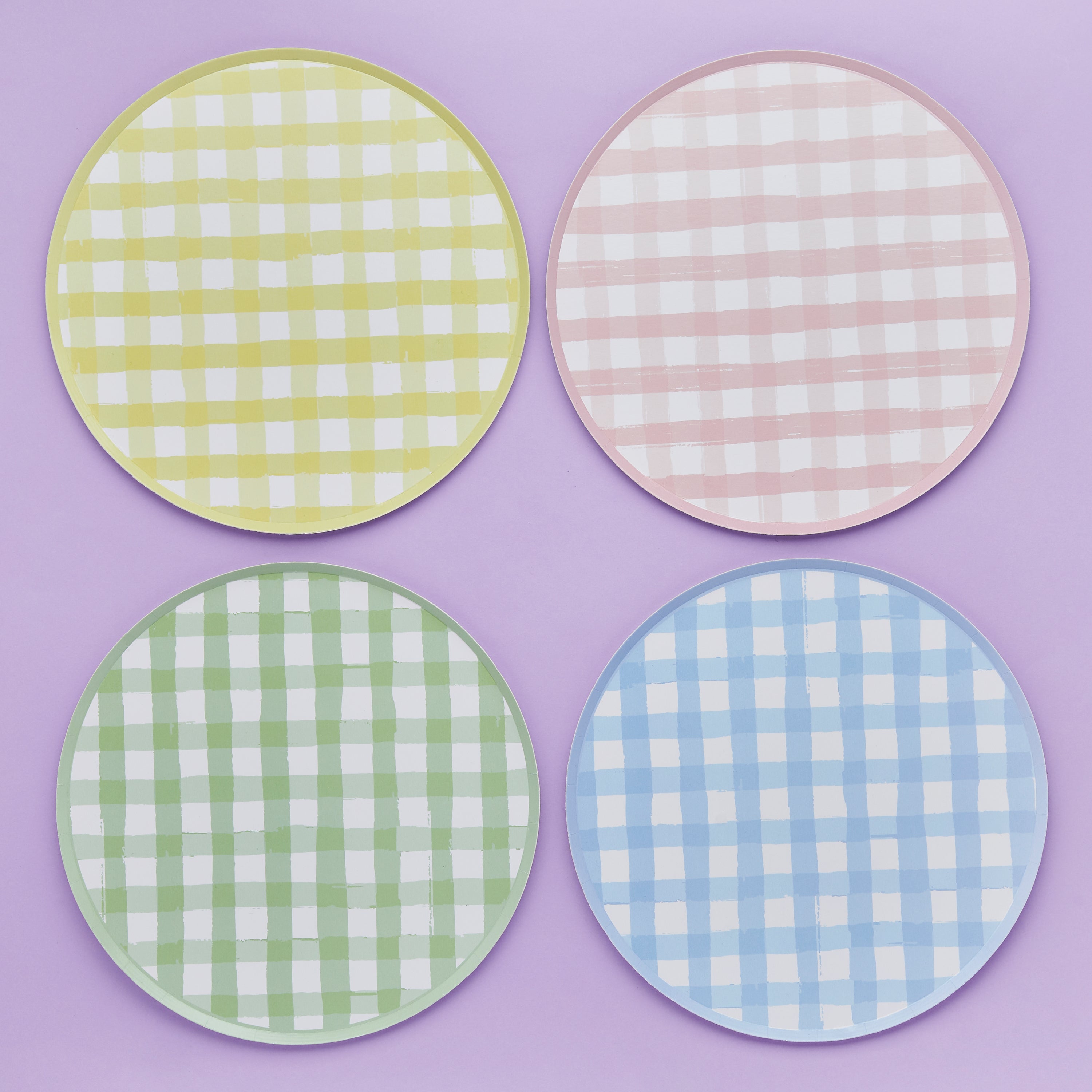 Pastel Gingham Paper Plates (1pkt/8pcs) - Party Lane 