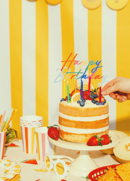 Happy Birthday Multi Coloured Acrylic Cake Topper (1pcs) - Party Lane