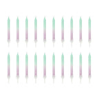 A set of 20 ombré-colored candles in oceanic shades, ideal for birthday cakes with a coastal theme.