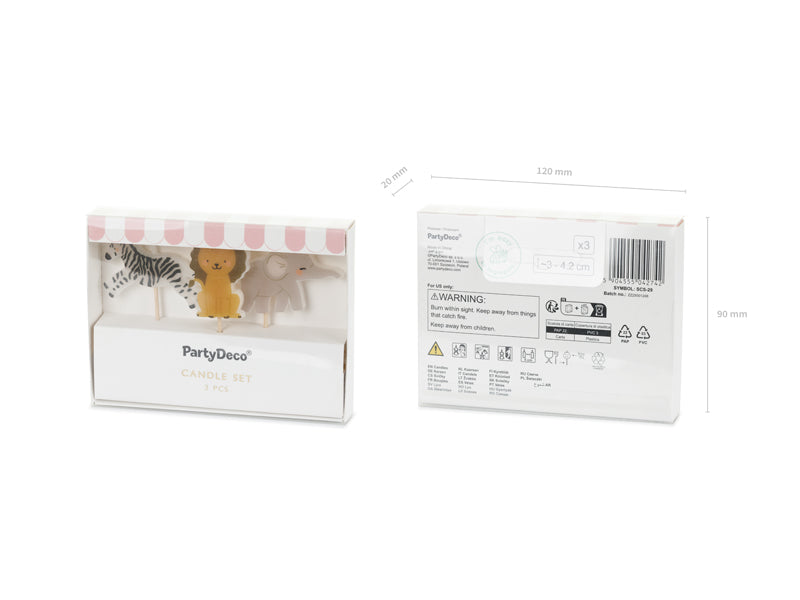 Safari Party Candles (1pkt/3pc) - Party Lane