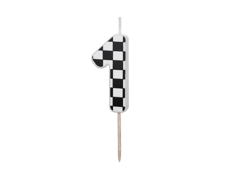 Too Fast Checkered Number Candles (1pkt/1pc)