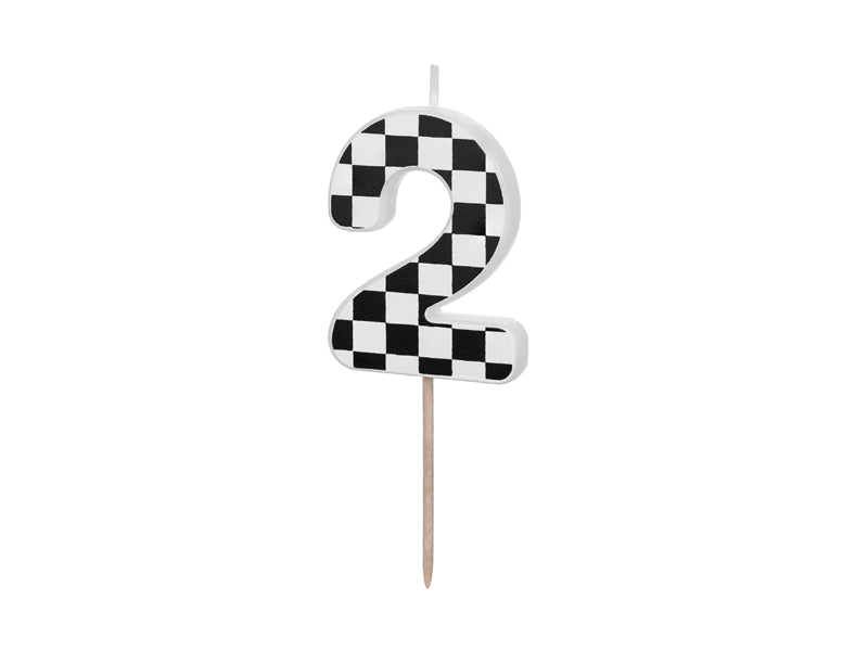 Too Fast Checkered Number Candles (1pkt/1pc)