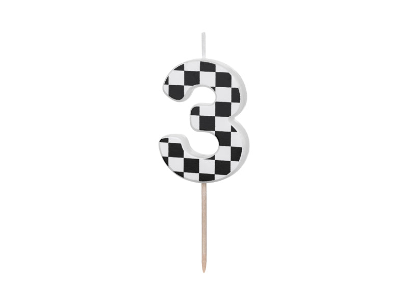 Too Fast Checkered Number Candles (1pkt/1pc)