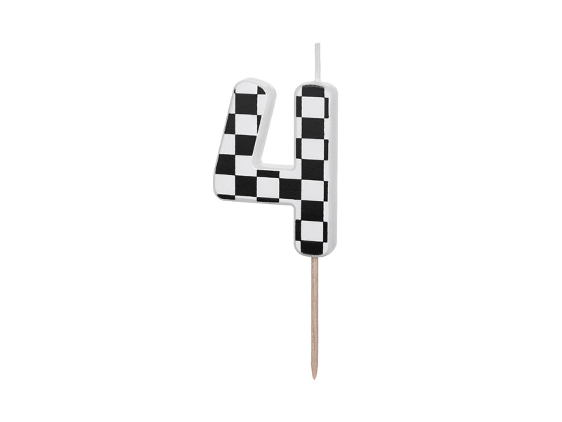 Too Fast Checkered Number Candles (1pkt/1pc)