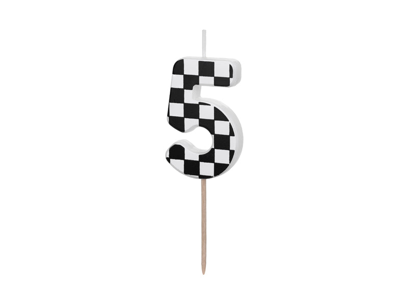 Too Fast Checkered Number Candles (1pkt/1pc)