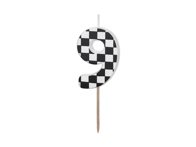Too Fast Checkered Number Candles (1pkt/1pc)