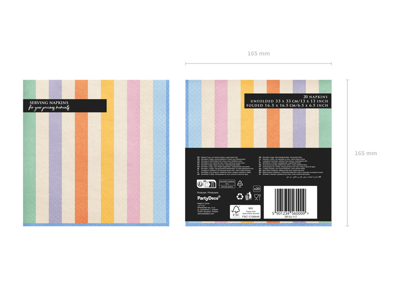 Summer Stripes Paper Napkins (1pkt/20pc) - Party Lane