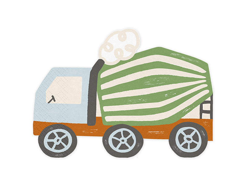 Pack of 20 Little Builder napkins with bright construction-themed graphics