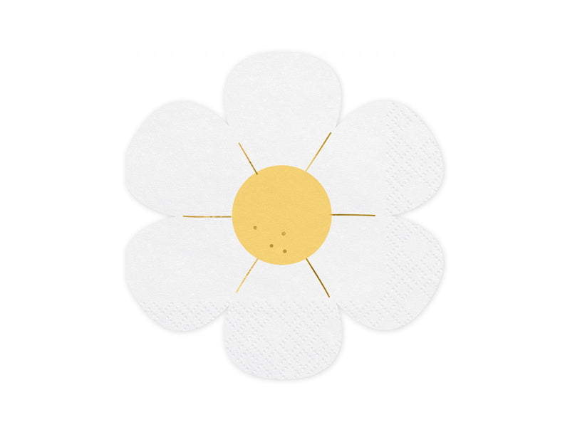 Daisy shaped napkin with yellow centre and gold detailing