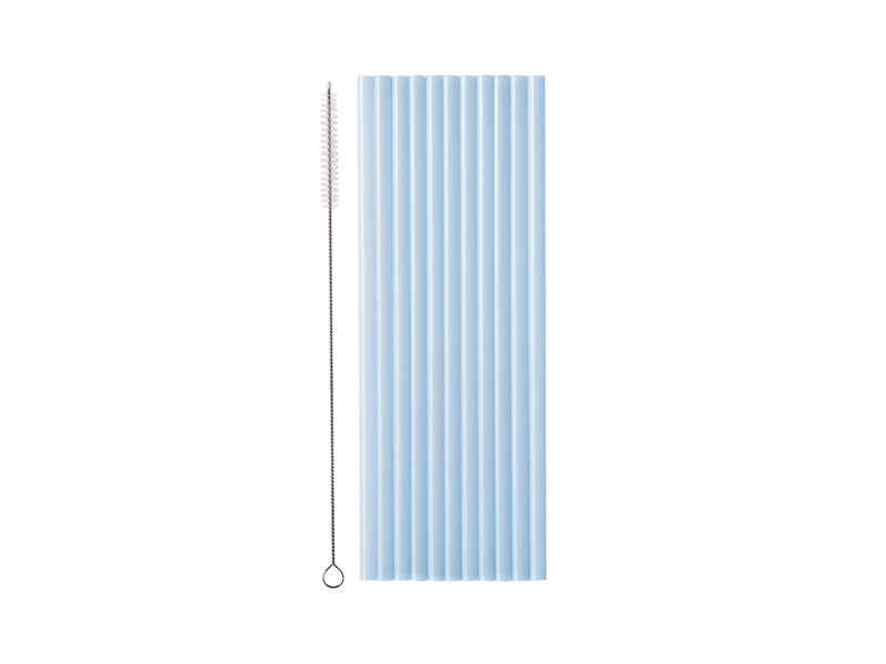 Blue plastic straws