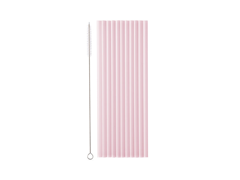 Pink plastic straws