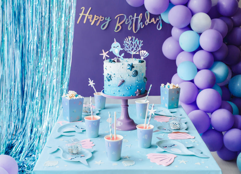 Light Blue Striped Paper Straws (1pkt/10pc)
