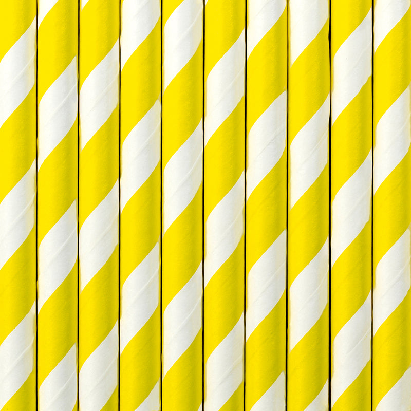 Yellow and white striped straws arranged in a pattern.