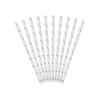 Silver stars paper straws with star pattern