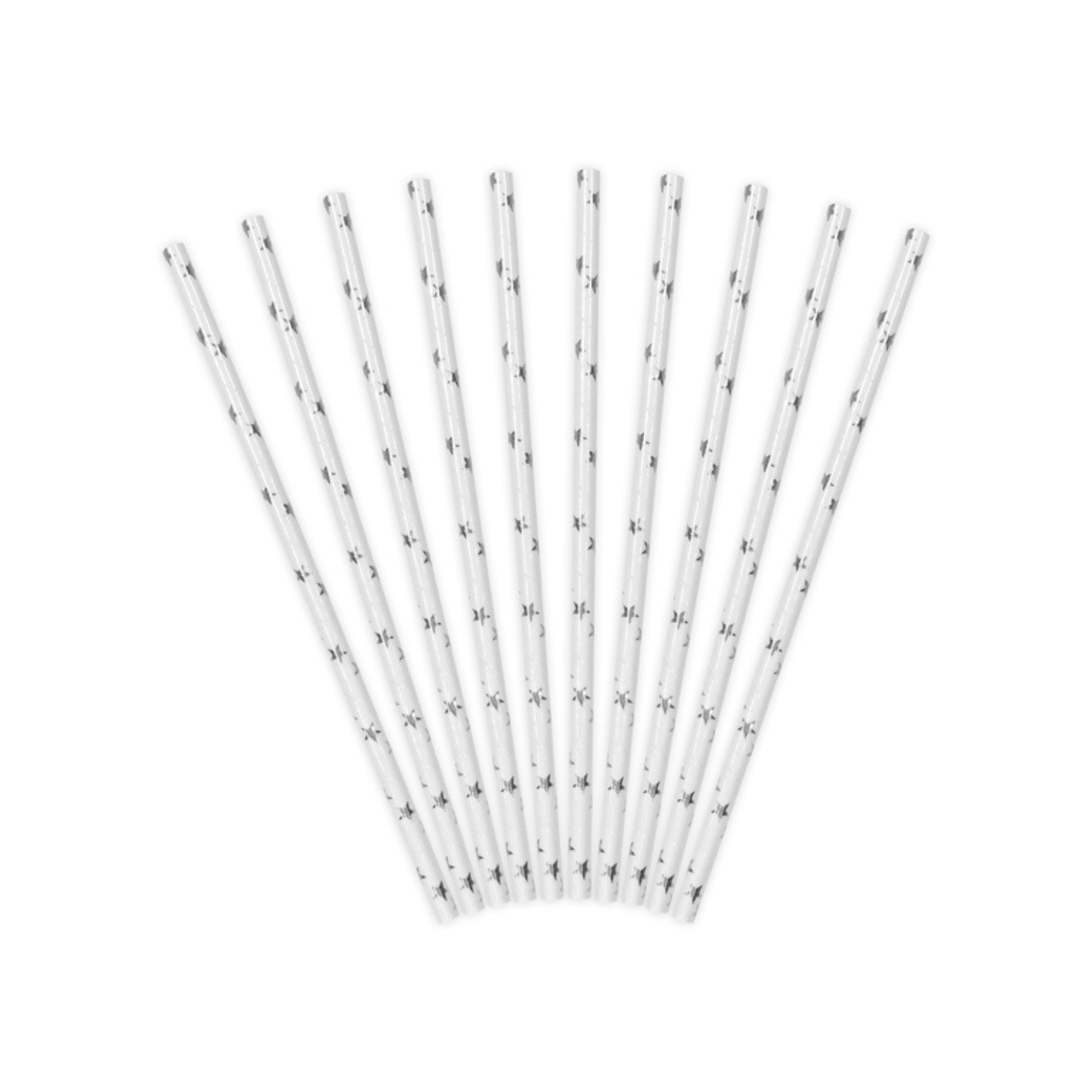 Silver stars paper straws with star pattern
