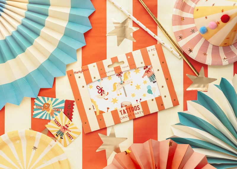 Big Top Circus Temporary Tattoos (1pkt/24pcs)