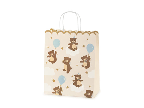 Paper gift bag with teddy bear and balloon design